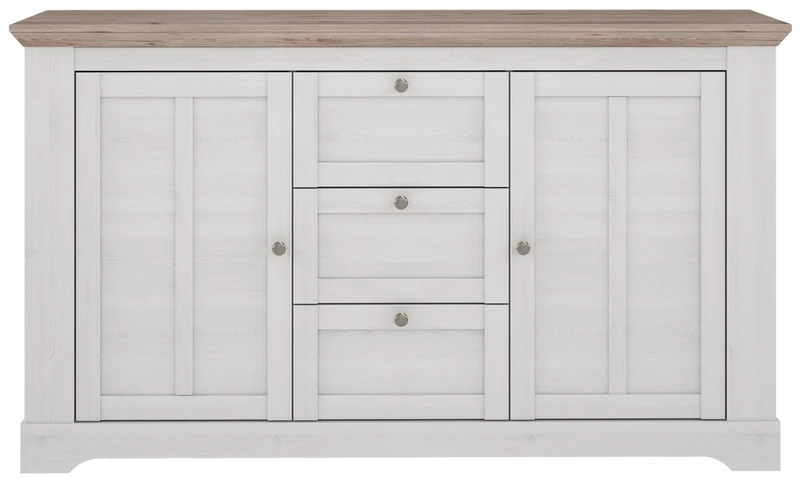 Sideboard Kommode ILOPPA 2-trg. 3 Schubladen Optik: Schneeeiche, Forte