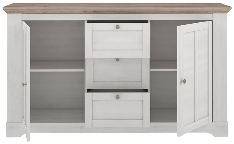 Sideboard Kommode ILOPPA 2-trg. 3 Schubladen Optik: Schneeeiche, Forte