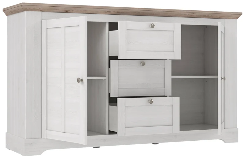Sideboard Kommode ILOPPA 2-trg. 3 Schubladen Optik: Schneeeiche, Forte
