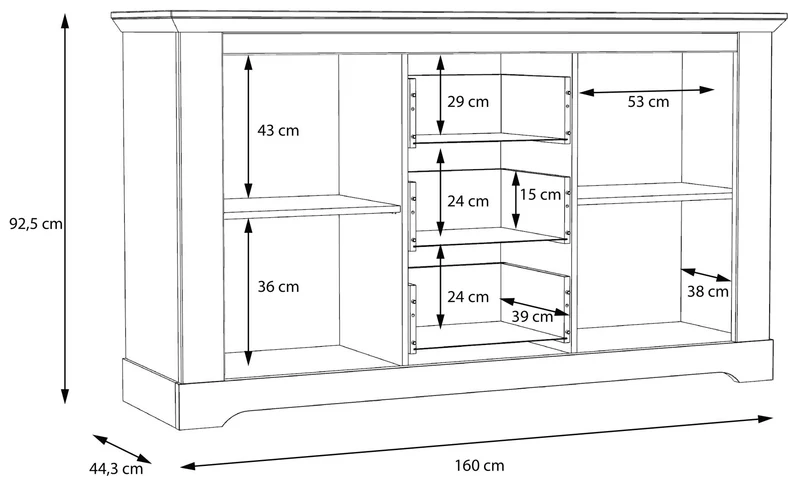 Sideboard Kommode ILOPPA 2-trg. 3 Schubladen Optik: Schneeeiche, Forte
