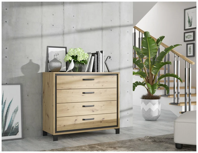 Schubladenkommode TRONDHEIM Artisan Eiche / Schwarzeiche Optik, Forte