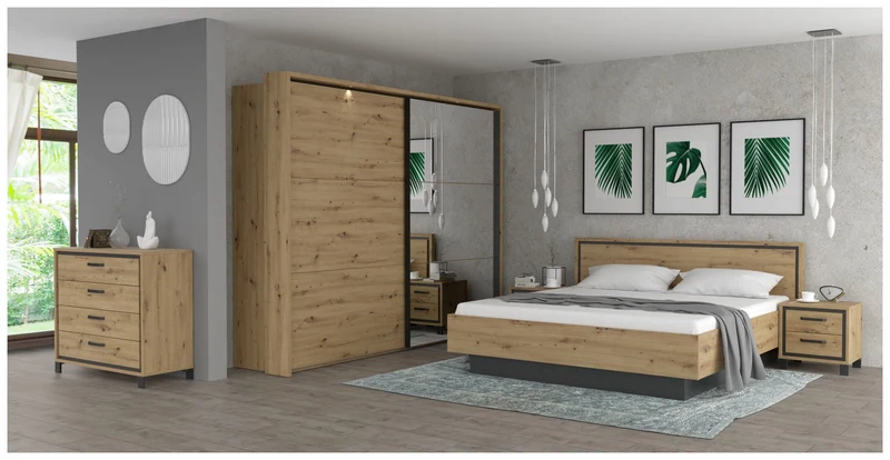 Schubladenkommode TRONDHEIM Artisan Eiche / Schwarzeiche Optik, Forte