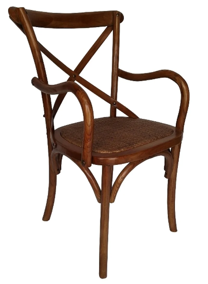 Casa Padrino Landhausstil Esszimmerstuhl mit Armlehnen in Dunkelbraun 48 x 43 x H. 89 cm