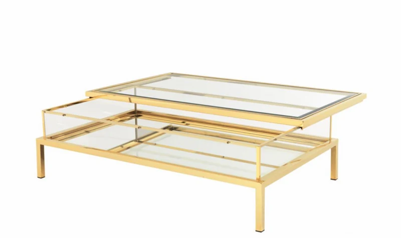Casa Padrino Luxus Art Deco Designer Couchtisch Gold 140 x 85 x H. 41 cm