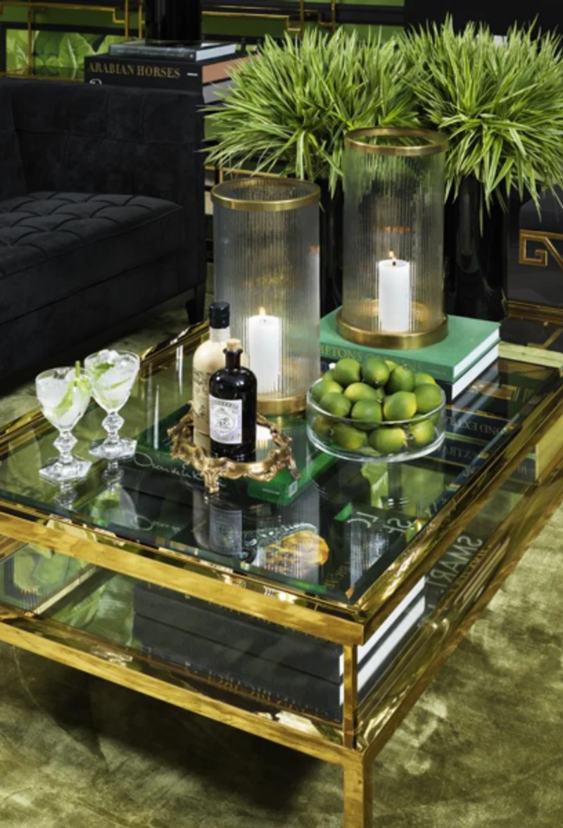 Casa Padrino Luxus Art Deco Designer Couchtisch Gold 140 x 85 x H. 41 cm