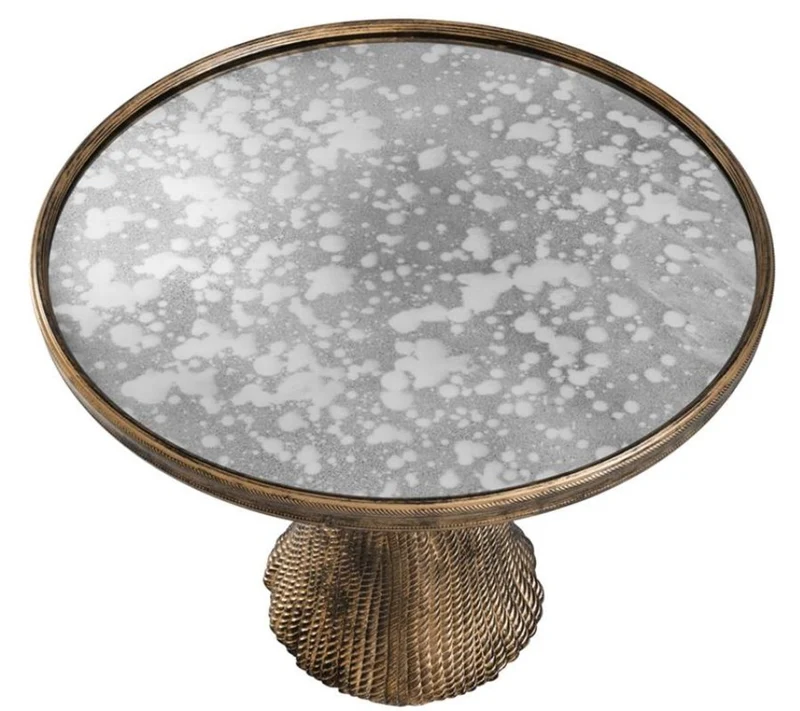 Casa Padrino Luxus Beistelltisch Antik Gold Ø 53,5 x H. 47 cm - Luxus Wohnzimmermöbel