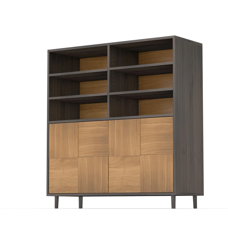 Highboard Eiche Premium Mosaik - Natur/Schwarz geölt 120cm