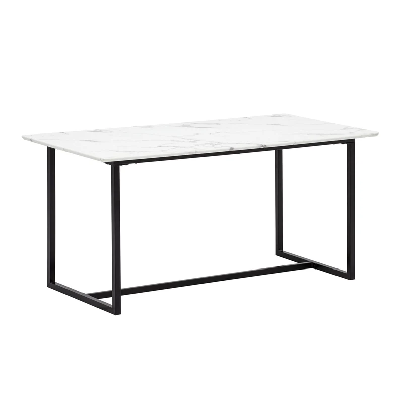 Esszimmertisch 160x80 Marmor-Optik Weiß Metallbeine Modern Rechteckig