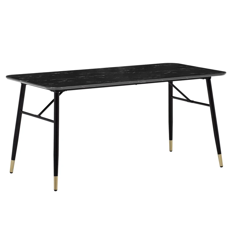 Esszimmertisch 200x90 Marmor-Optik Schwarz Metallbeine Modern