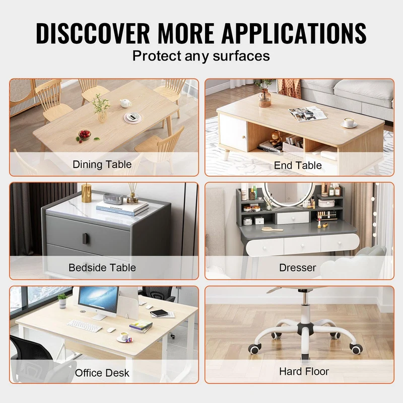 VEVOR Plastic Table Cover, 40 x 60 Inch 2.0 mm Thick Clear Table Protector, Rectangle PVC Desk Mat, Waterproof & Easy Cleaning Desk Pad Tablecloth, for Office Dresser Dining Room Table Night Stand 🍁 All In One Marketplace Canada