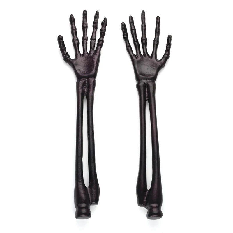 Oneida Flatware Utensil Set, Vintro Halloween Satin Black Skeleton 2-Piece Salad Servers Set, Aluminum Kitchen Utensils Set, Tongs, Black, Halloween Decor Indoor, Salad Serving Set (2 Piece, 12-inch)