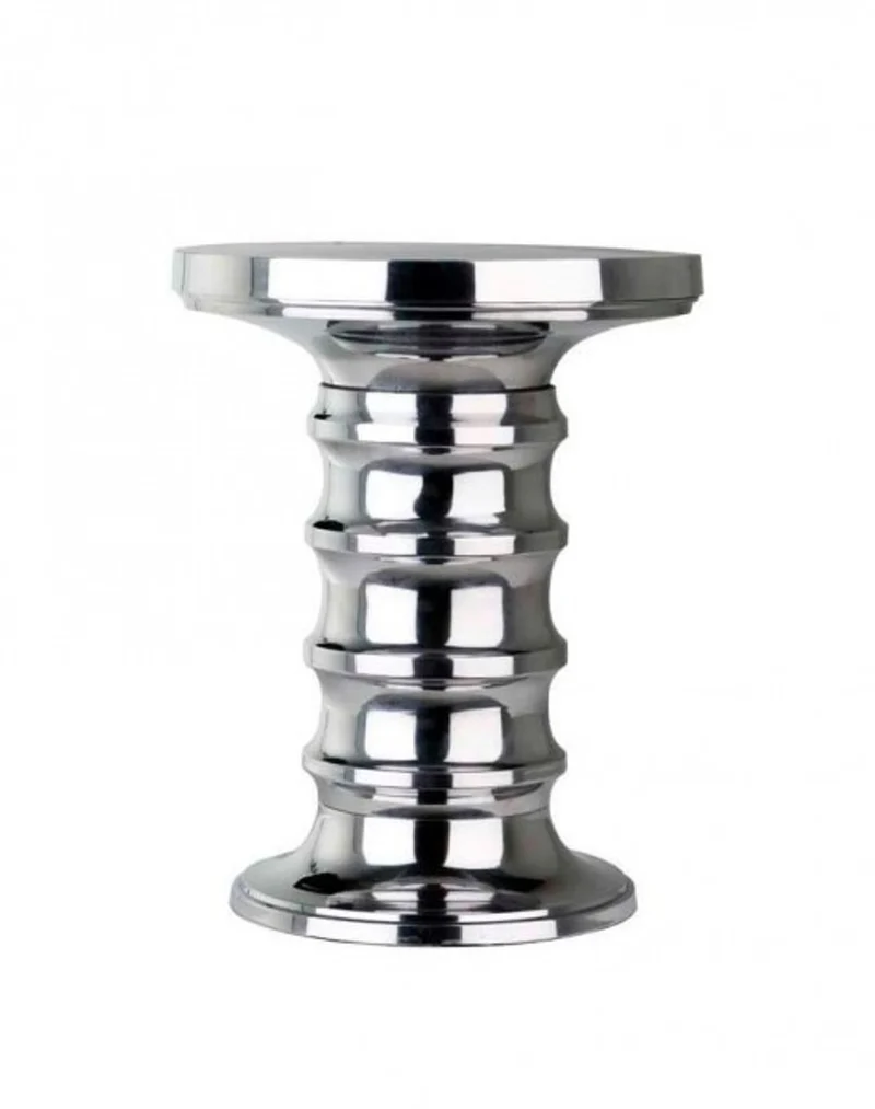 Casa Padrino Luxus Art Deco Designer Aluminium Beistelltisch - 38 x H. 48 cm - Poliertes Aluminium