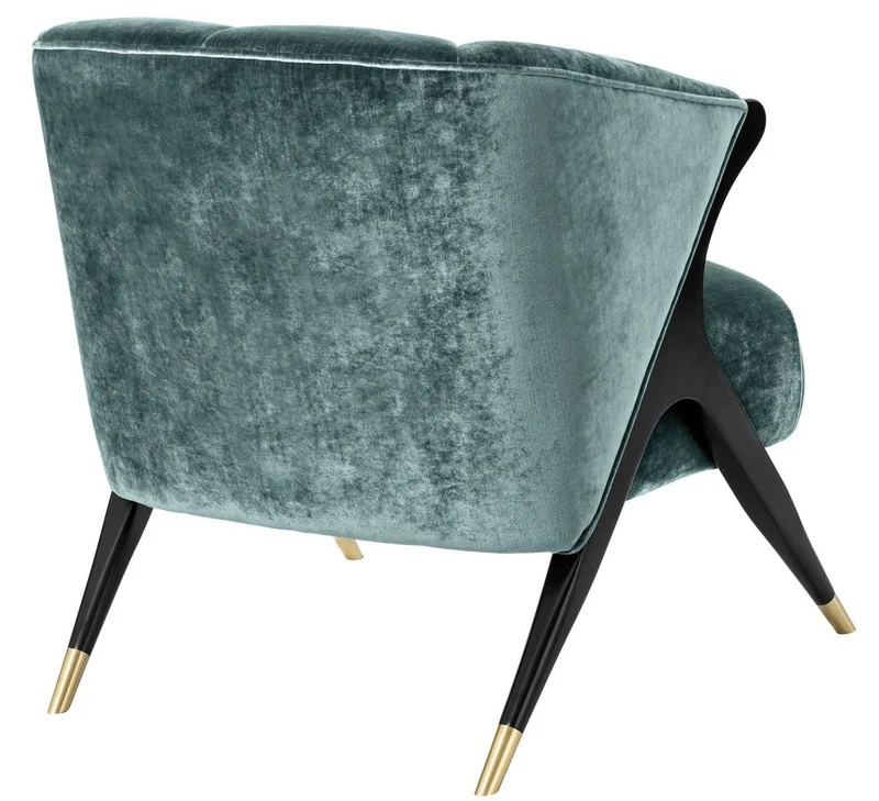 Casa Padrino Designer Sessel Ägäisches Grün / Schwarz / Messingfarben 71,5 x 79,5 x H. 77 cm - Luxus Möbel