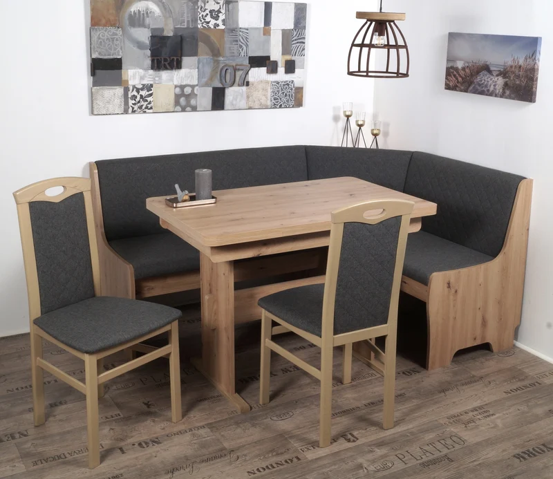 Eckbank Eckbankgruppe BREMEN mit Wangentisch Artisan Eiche ausziehbar