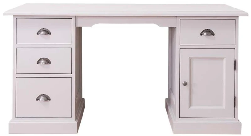 Casa Padrino Landhausstil Schreibtisch mit 4 Schubladen und Tür in Weiß, 152 x 70 x H. 78 cm