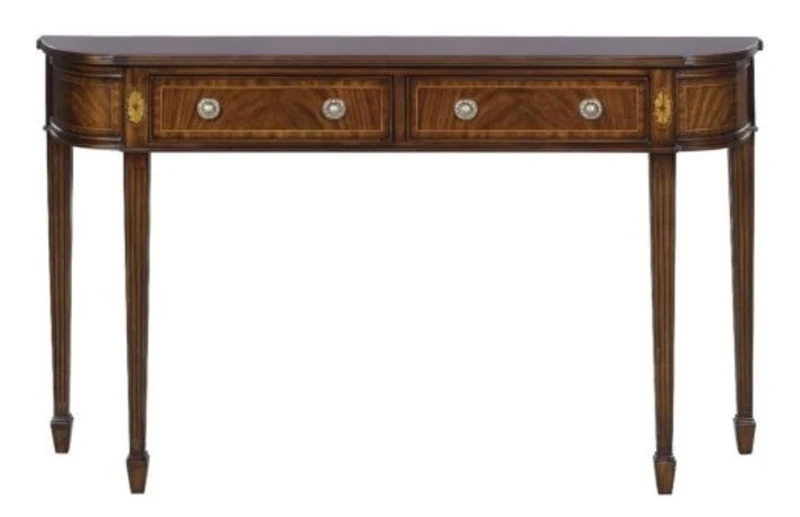 Casa Padrino Luxus Jugendstil Mahagoni Konsole Braun 130 x 30 x H. 78 cm - Konsolentisch mit 2 Schubladen im französichen Jugendstil