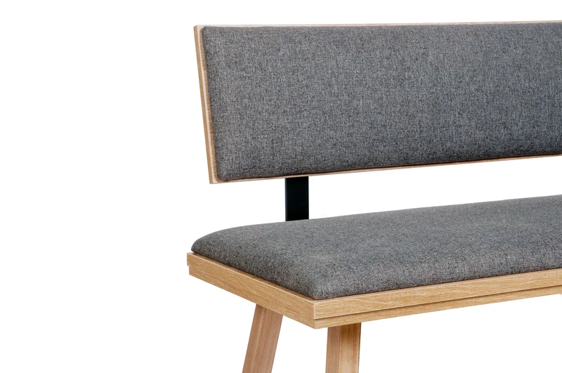 Sitzbank 'Die Zeitlose', 125 cm mit Lehne, Stoff Grau