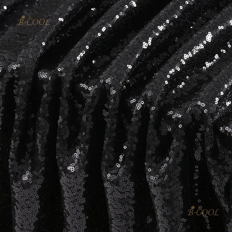 Black Sequin Tablecloth 90x156inch Sparkly Sequin Table Linen Centerpieces