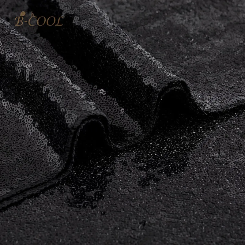 B-COOL Black Sequin Tablecloth Halloween Shimmer Tablecloth 50x80-inch Rectangular Table Overlays for Wedding Birthday Party Prom Table Decorations