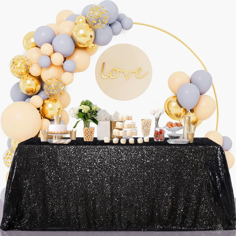B-COOL Black Sequin Tablecloth Halloween Shimmer Tablecloth 50x80-inch Rectangular Table Overlays for Wedding Birthday Party Prom Table Decorations