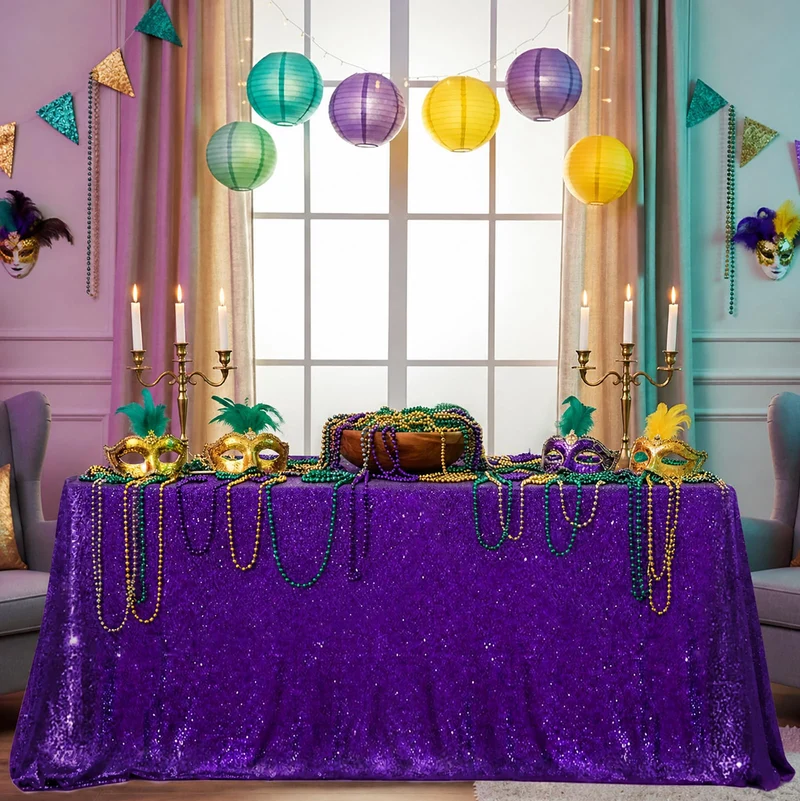 Glitter Table Cloths for Parties Sequin Tablecloths Sparkle Tablecloth for Rectangle Tables 90x132 inch Bridal Shower Tablecloth Glamorous Halloween Wedding Decoration