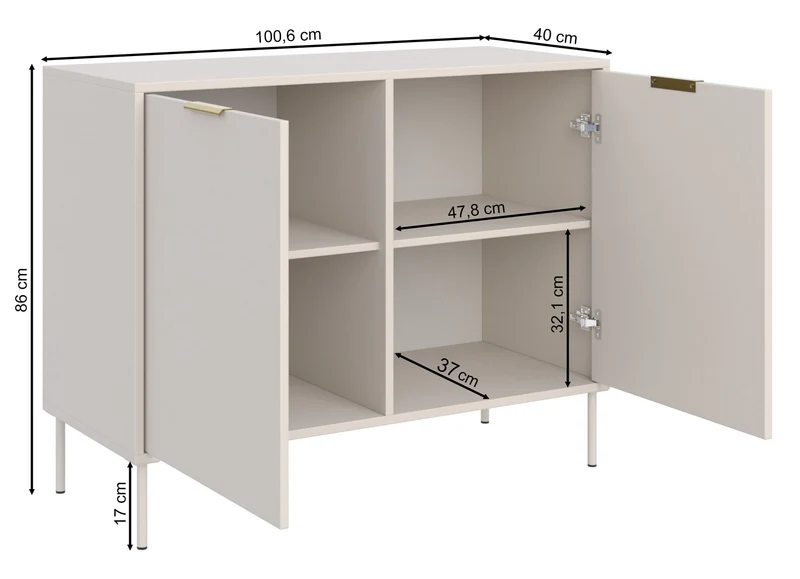 Zweiturige Kommode Vena 100 cm schwarz