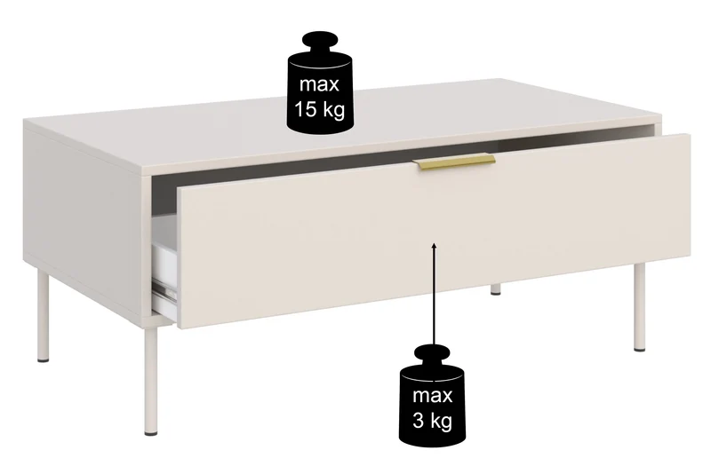 Vena Couchtisch mit Schublade 100x50 cm Kaschmir