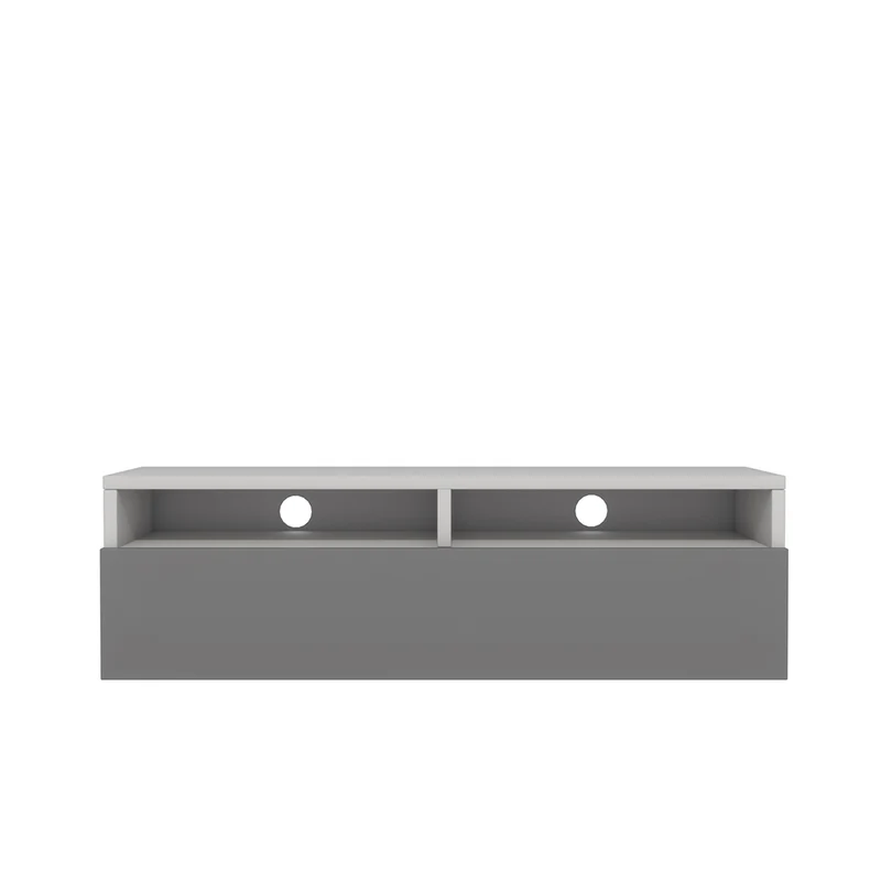 TV-Schrank mit Schublade Rednaw 100 cm Weiß matt / Grau glänzend