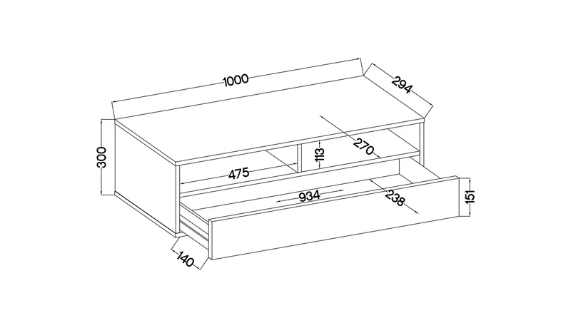 TV-Schrank mit Schublade Rednaw 100 cm Beton