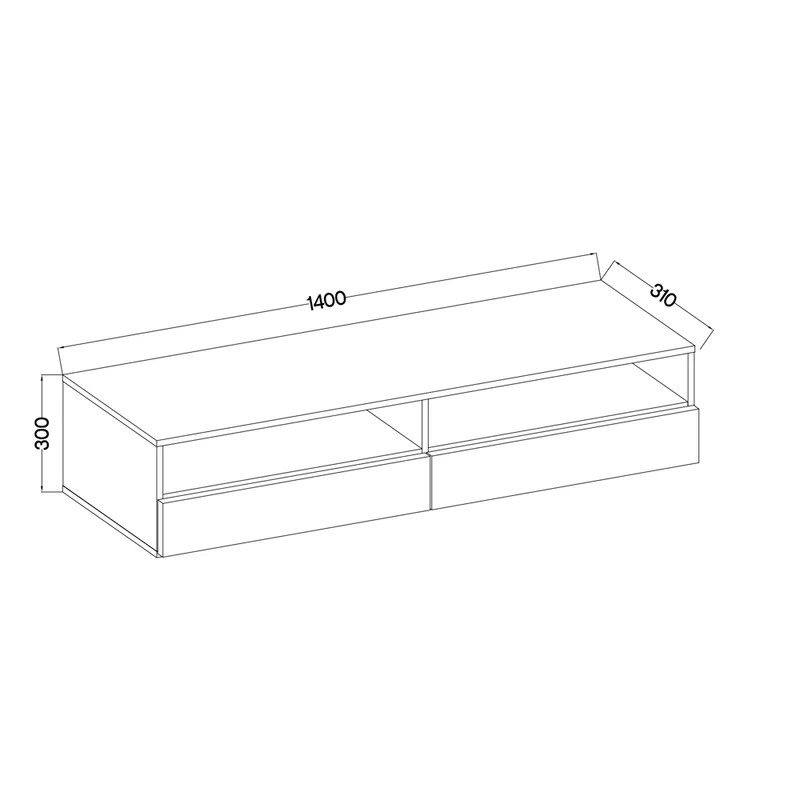 TV-Schrank mit zwei Schubladen Rednaw 140 cm Beton