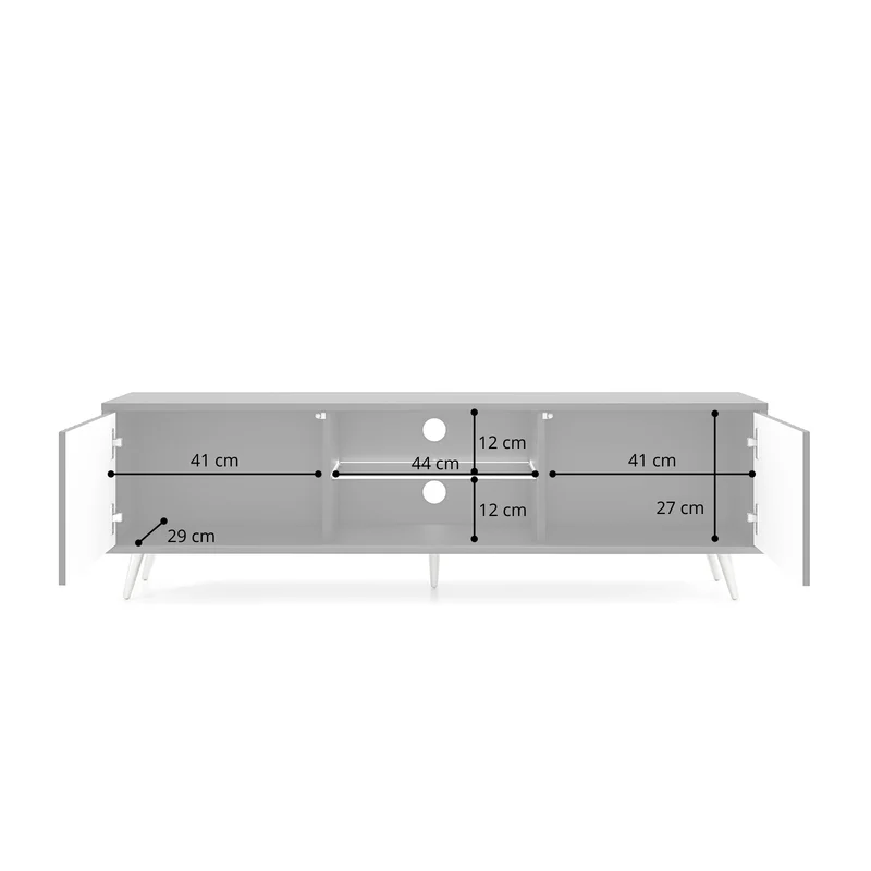 TV-Schrank Bello mit Lamellenfronten 135 cm schwarz/Wotaneiche mit LED