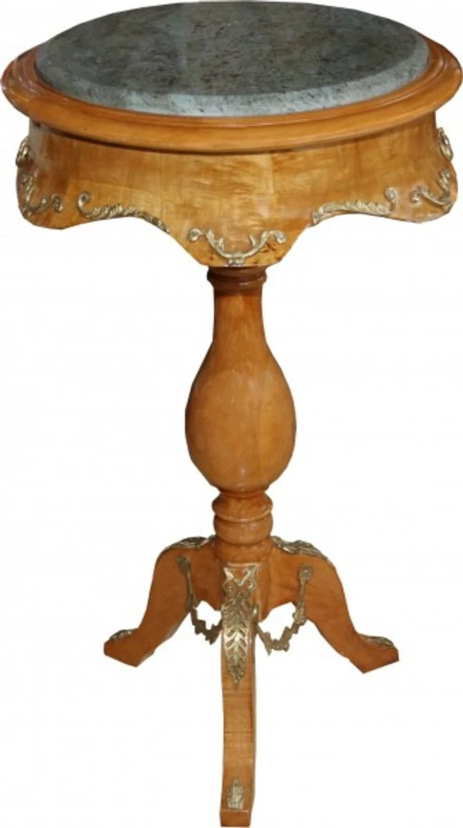 Casa Padrino Barock Beistelltisch Modell Mahagoni Hellbraun mit Marmorplatte 70 x 41 cm