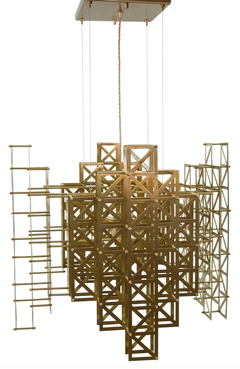 Casa Padrino Designer Hängeleuchte Messing 69,5 x 69,5 x H. 60 cm - Hotel Möbel