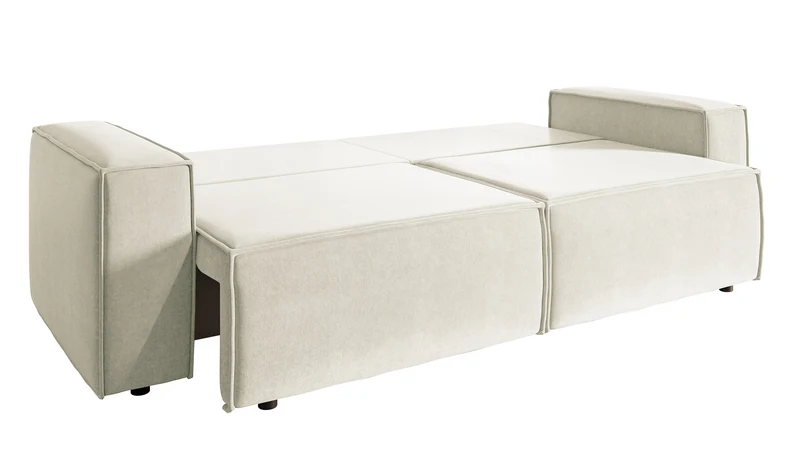 Drei-Sitzer-Schlafsofa Copertino, cremefarben, Velours, wasserabweisend