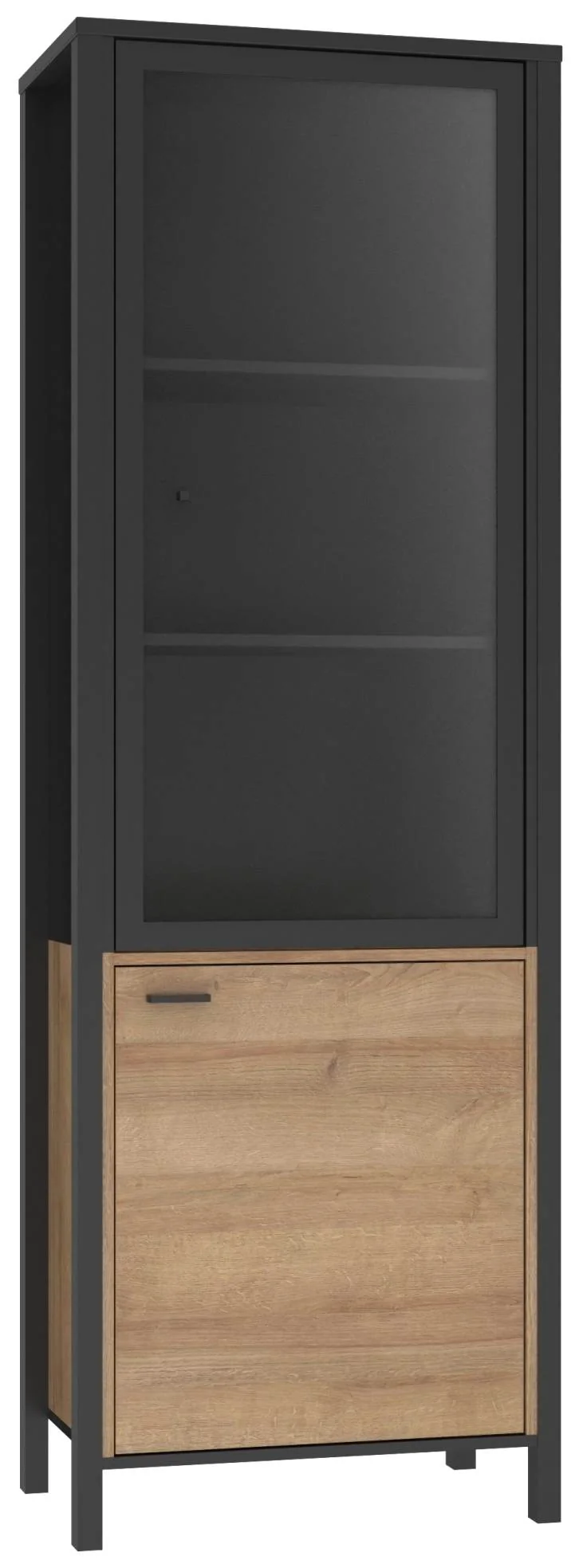 Vitrine HIGH ROCK mit 2 Türen Riviera Eiche Optik / Schwarz, von Forte