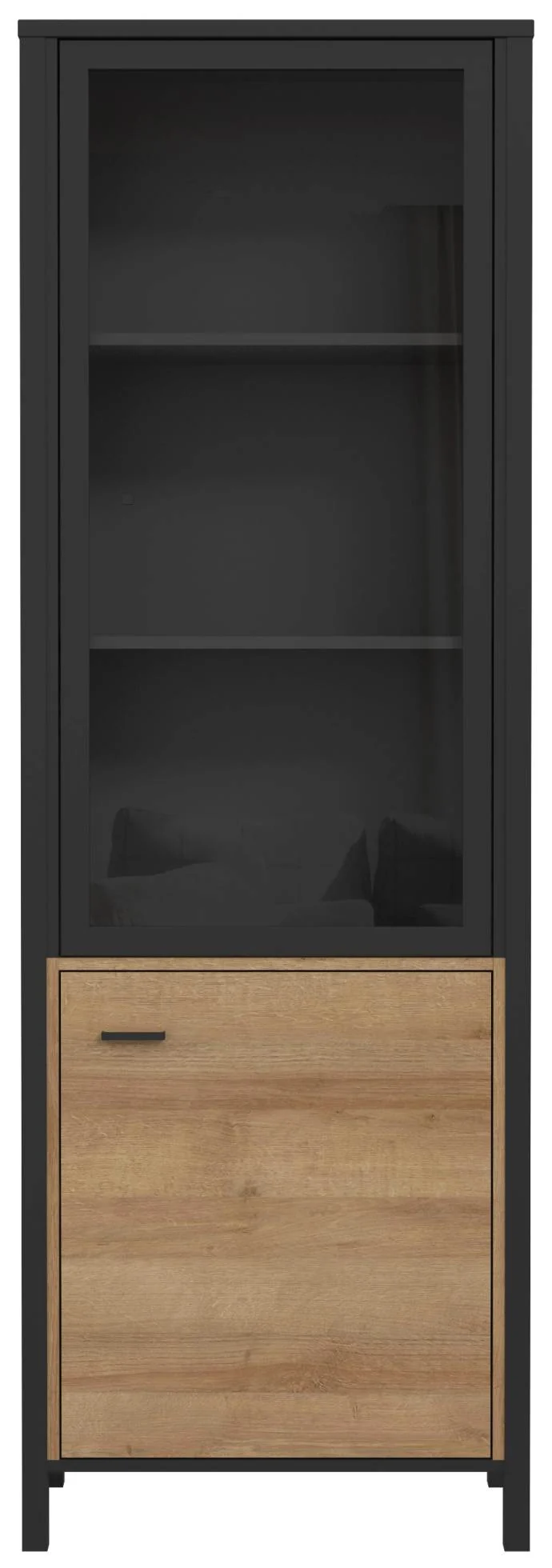 Vitrine HIGH ROCK mit 2 Türen Riviera Eiche Optik / Schwarz, von Forte