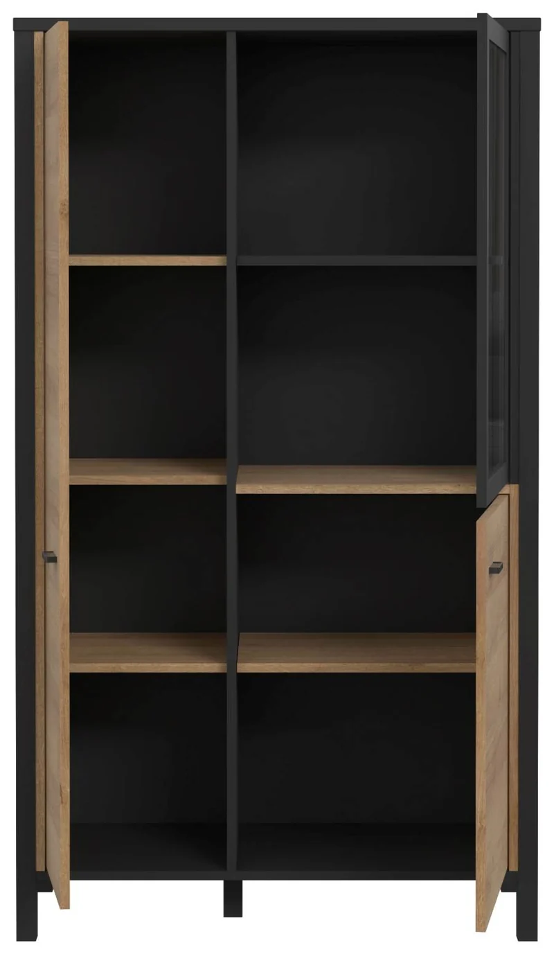 Highboard HIGH ROCK 3 Türen Riviera Eiche Optik / Schwarz, von Forte