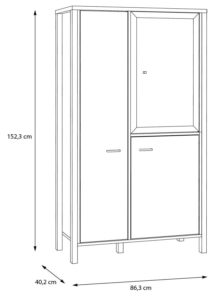 Highboard HIGH ROCK 3 Türen Riviera Eiche Optik / Schwarz, von Forte