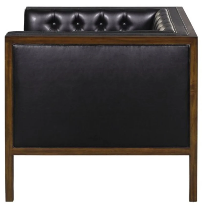 Casa Padrino Chesterfield Echtleder Sessel Schwarz / Braun 91 x 78 x H. 72 cm - Hotel Möbel