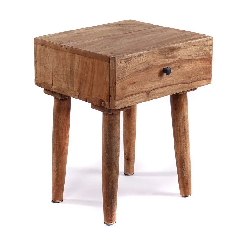 BEISTELLTISCH "SLEEK" | 50cm, Mahagoni Holz | Natur Nachttisch