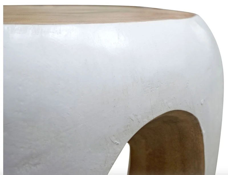 Casa Padrino Beistelltisch Weiß / Naturfarben 40 x H. 54,5 cm - Wohnzimmermöbel