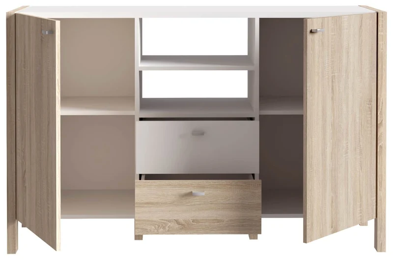 Sideboard HOYVIK 2-trg. 2 Schubladen Optik: Sonoma Eiche / Weiß, Forte