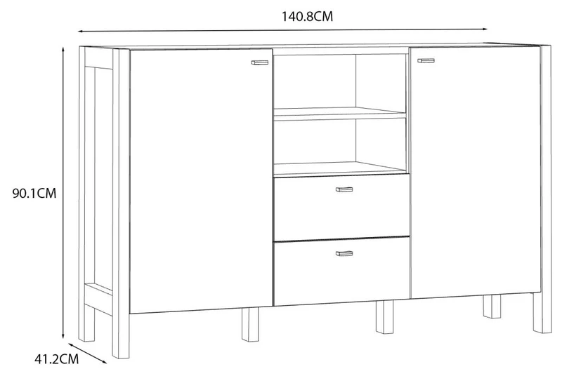 Sideboard HOYVIK 2-trg. 2 Schubladen Optik: Sonoma Eiche / Weiß, Forte