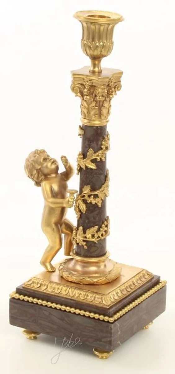 Casa Padrino Jugendstil Kerzenhalter Set Gold / Schwarz 11 x 12,4 x H. 31,5 cm - Barock & Jugendstil Deko