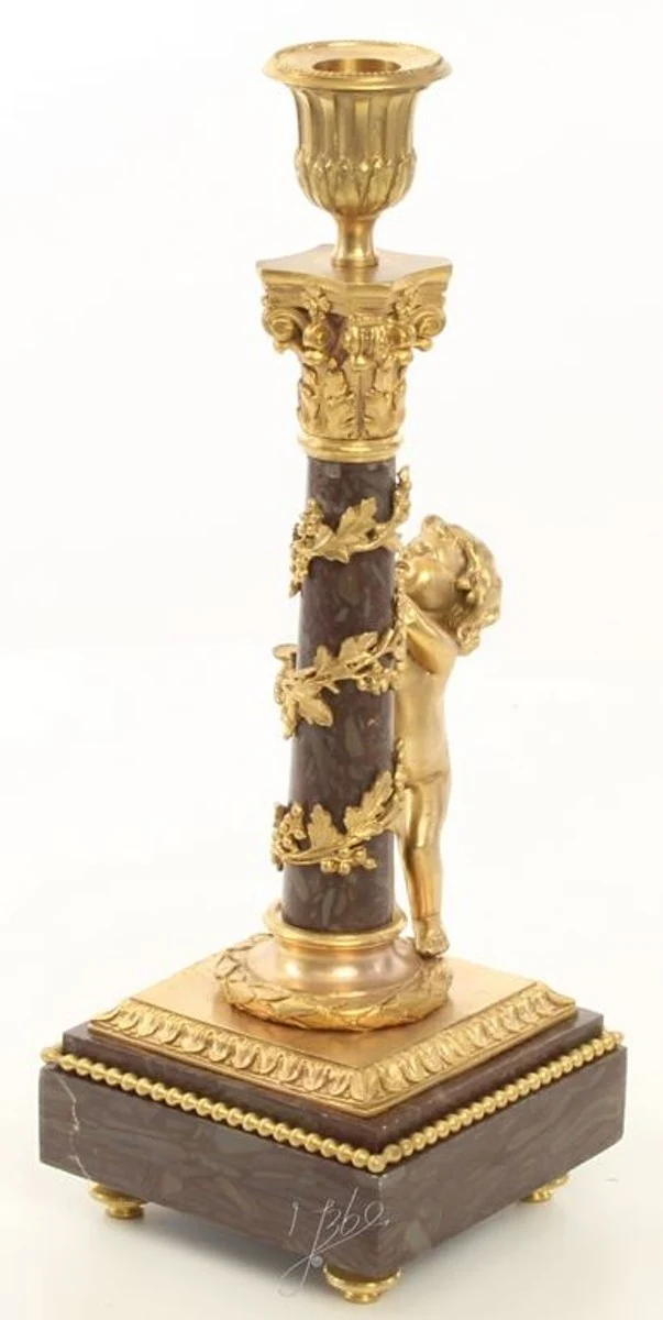Casa Padrino Jugendstil Kerzenhalter Set Gold / Schwarz 11 x 12,4 x H. 31,5 cm - Barock & Jugendstil Deko