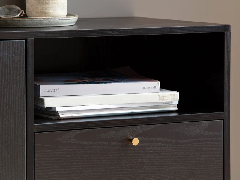 Sideboard 140x75x40cm Schwarz Eiche-Dekor 2 Türen Schublade Fach