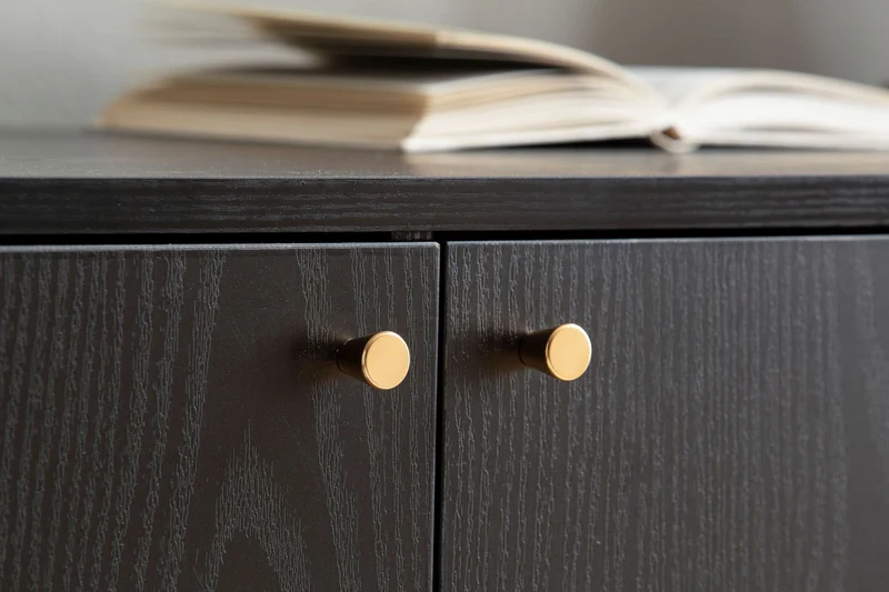 Sideboard 140x75x40cm Schwarz Eiche-Dekor 2 Türen Schublade Fach