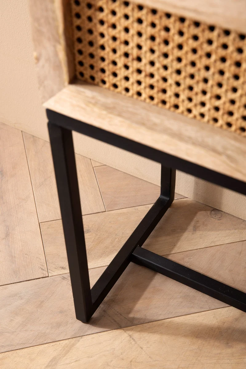 Nachtkonsole Mango Rattan 50x60x30cm Schublade Wiener Geflecht Braun