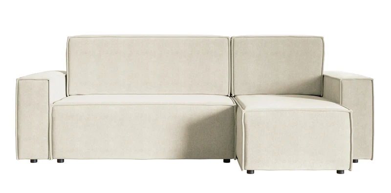 Ecksofa mit Schlaffunktion Copertino, L-förmig, mit Stauraum, universell, cremefarben, wasserabweisender Samt
