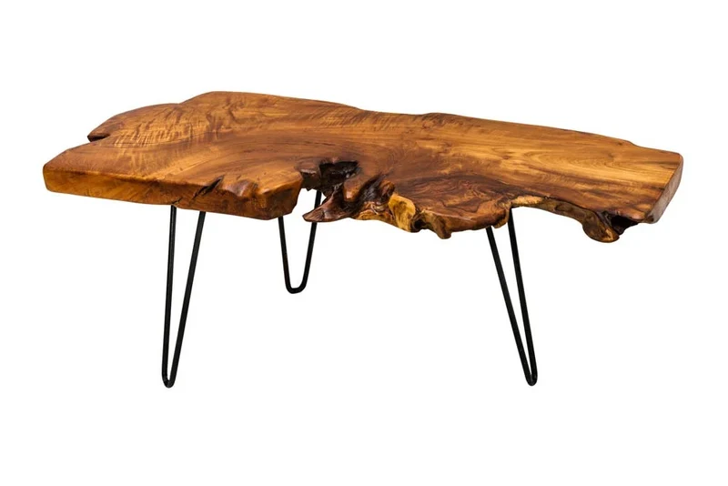 Extravaganter Teak-Couchtisch ALBERO 100cm natur Baumscheibe